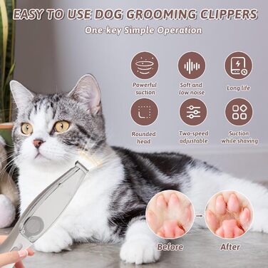 Триммер для собак Pfotentrimmer, тиха машинка для стрижки кігтів собак, вологостійка, для собак та котів (білий)