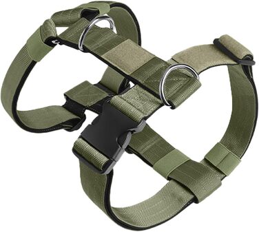 Шлейка для собак FeimaX великих порід, тактична, не тягне, дихаюча, зручна, зелена (L)