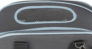 Тріксі Сумка для собак Альїсон - містка, з кріпленням для тележки, верхнє відкривання, ремінь на плече, вбудований поводок, м'яка підкладка, 20 x 29 x 43 см, до 8 кг, сіро-блакитна, 28856