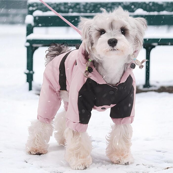 Водонепроникний зимовий костюм для собак з капюшоном, теплий, регульований, рожевий, 3XL