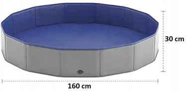 Складаний басейн для собак, сірий, 160x30 см, 600 л