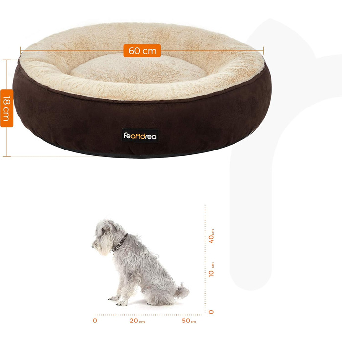 Ліжко для собак та котів Feandrea Donut, діаметр 50 см, колір коричневий