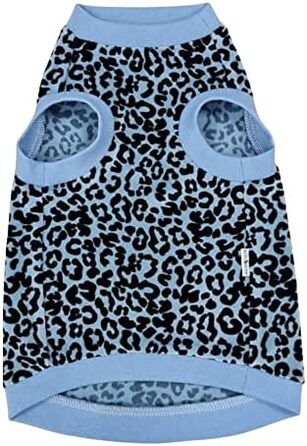 Футболка для безшерстних котів Sphynx з органічної тканини з леопардовим принтом (XS, блакитний)