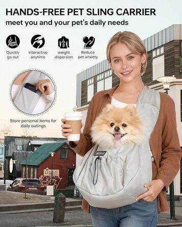 Сумка-переноска для собак та котів, широкі підплічники, регульована, ергономічна, сіра, до 5,4 кг