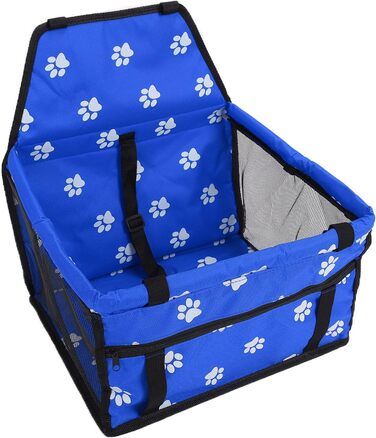 Переноска для тварин з принтом лап, складана переноска для собак з тканини, миється, з ременями безпеки та підставкою - Комфортна та безпечна для авто та подорожей (Сіра підставка з лапами, Сира підставка з лапами з відбитком лапи, Синя підставка з лапами