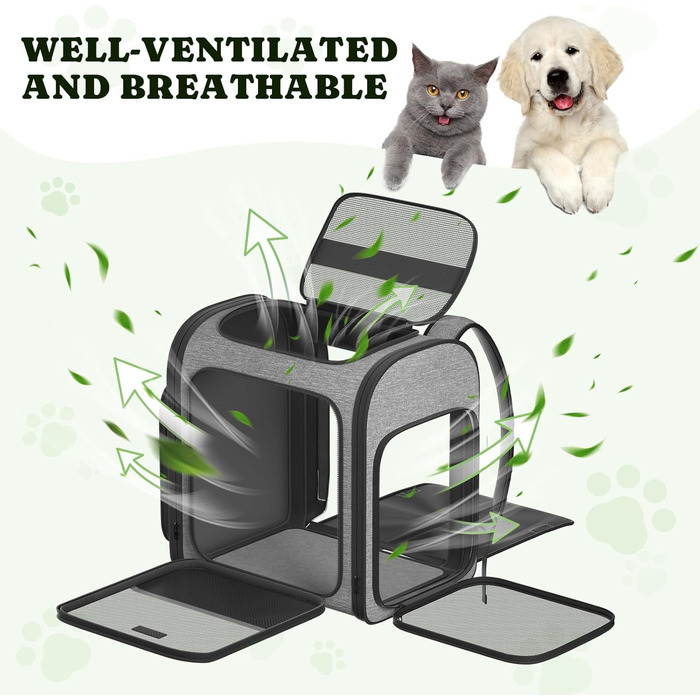 Рюкзак для собак та котів Pawtners, до 8,2 кг, сірий, дихаючий, з міцною сіткою