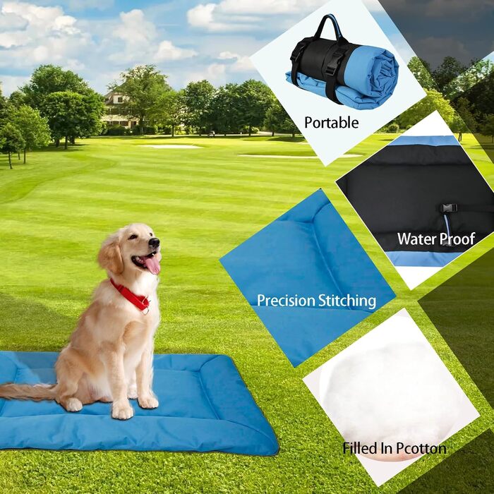 Переносна лежанка для собак та котів, 86x58 см, блакитна. Зручна та тепла, для дому та на вулицю. Легка, складана, миється.