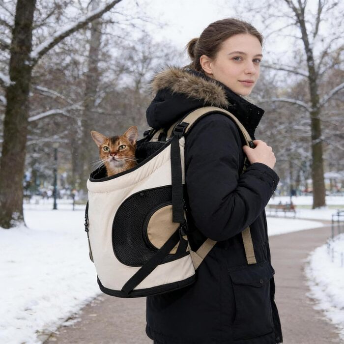 Рюкзак для кота Haustièr з регульованим плечем, 35 см - переноска для кота та собаки, дихаюча, для подорожей та прогулянок