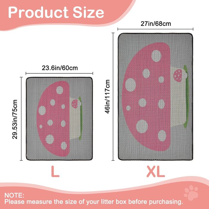 Килимок для котячого туалету Bienbee XL, двошаровий, водонепроникний, 116,8x68,6 см, проти розносу наповнювача, легкий у догляді