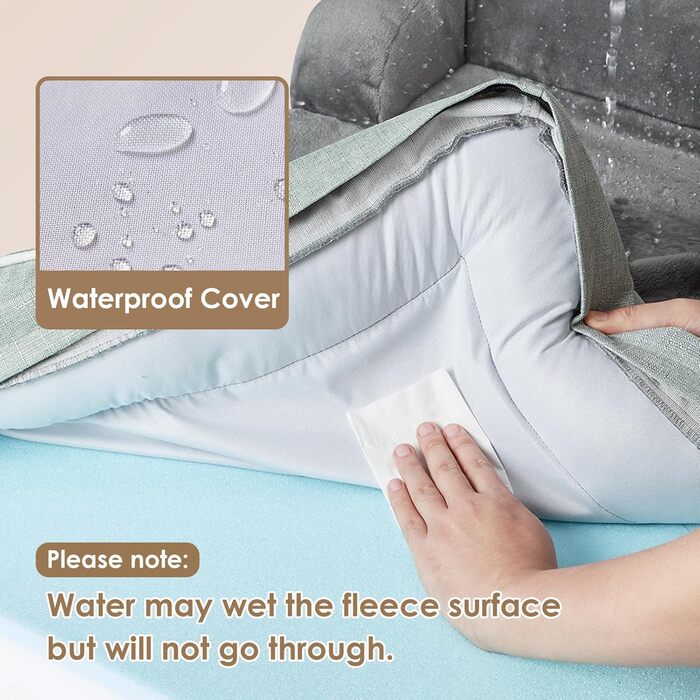 Ортопедичне ліжко для собак EHEYCIGA, великі породи, 112x81 см, кошик для собак з Memory Foam, XL, водовідштовхувальне, неслизьке, з високим бортиком, сіро-зелене