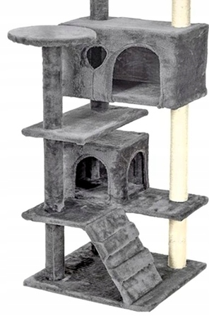 Високий котячий комплекс-драпак Funfit, сірий, 101-160 см, 7 рівнів, сизаль