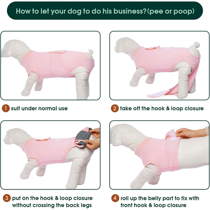 Тільце для собак після операції Kuoser: захист від лизання, дихаюча тканина, для собак після кастрації/стерилізації, рожевий, XS
