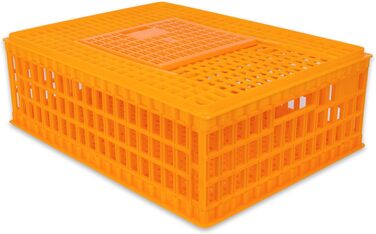 Транспортна клітка для птиці VOSS.farming 74x55x30 см, міцна, з розсувними дверцятами, для курей, качок, перепілок, декоративних курей, помаранчева