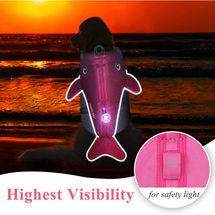 Жилет для плавання собаки VIVAGLORY, рожевий, S (48-58 см)