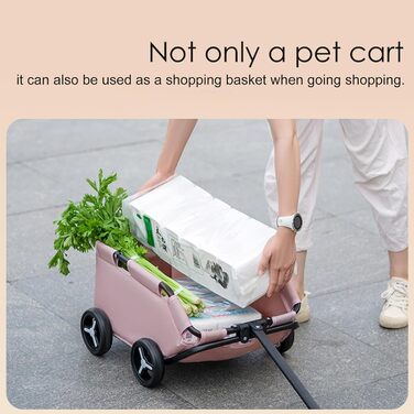 Дитяча коляска для котів та маленьких собак, переносна клітка для тварин на колесах, складна, легка, рожева