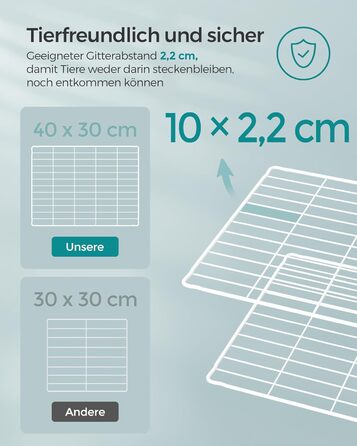 SONGMICS вольєр для дрібних тварин, металевий манеж 123×63×41 см, білий, для кроликів, морських свинок