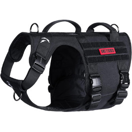 Шлейка для собак OneTigris з металевою пряжкою, тактична шлейка для великих собак, регульована, чорна, M