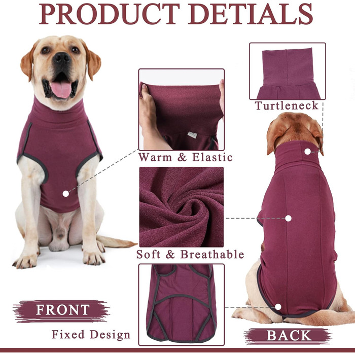 Теплий пуловер для собак, флісовий халат, зимовий халат для собак, пуловер для маленьких, середніх та великих собак - бордовий (S)