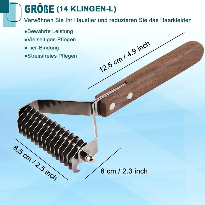 Тріммер для підшерстка Coat King, щітка для собак та котів, 14 лез, 184*62 мм