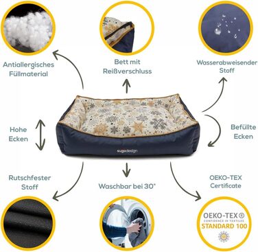 Водонепроникне ліжко для собак з бавовни та поліестеру - лежанка для собак з знімним подушкою - диванчик для собак з переносною сумкою - 7 різних мотивів - 3 розміри (S/M, X) (червоно-зелений, ) Різдво червоно-зелений (Різдво сіро-золотий, M)