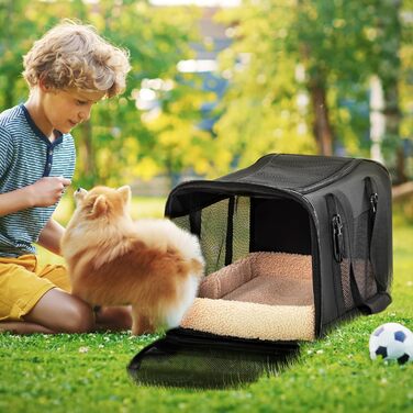 Транспортний бокс для кота/собаки Petsfit, чорний, L+, 48.5x31x31 см, з м'яким килимком