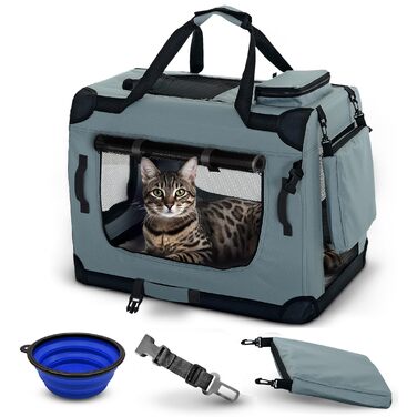 PET VIOLET Транспортна переноска для собак та котів – складана, міцна, сіра, 50x34x36 см