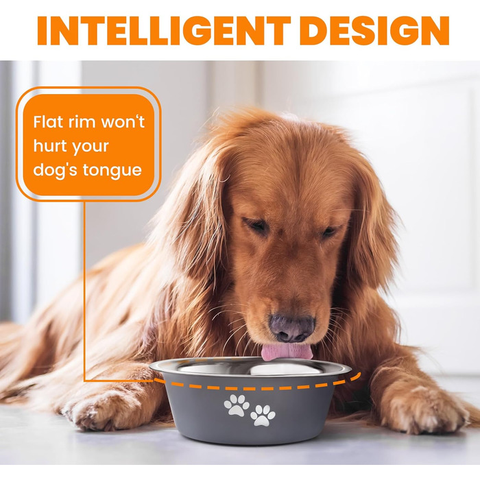 PETTOM Миски для собак 2 шт. з нержавіючої сталі (3120 мл), миски для корму для собак, миски для води з неслизьким силіконовим дном для великих, середніх та маленьких собак, сірі, 21 см