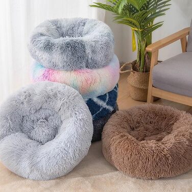 Котяче ліжко для домашніх котів та собак, кругле м'яке лежанка 39,9 см, для малих, середніх і великих собак, миюче, з нековзною основою, для кошенят і цуценят