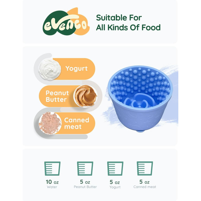 Миска для повільного годування для собак, силікон, блакитний колір, з великими присосками