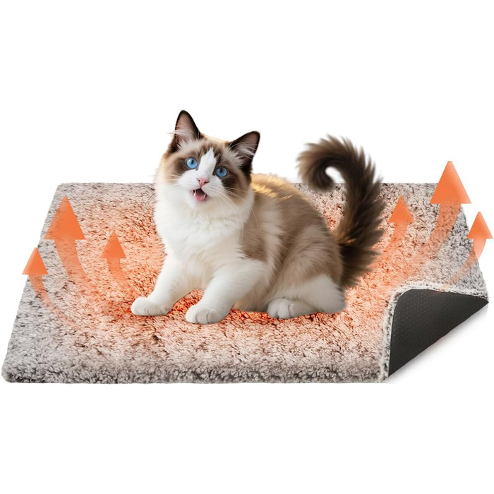 Самогріюча котяча ковдра 115x72 см для котів та собак, велика, знімна, без електрики, фланелева, для дому та вулиці (M)