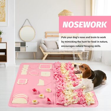 Килимок для носа собак великих та малих (100,1 x 100,1 см) – розвиваюча іграшка, легко заповнювати, машинне прання, навчання, активність/іграшка для домашніх тварин, ідеально для зняття стресу, рожевий