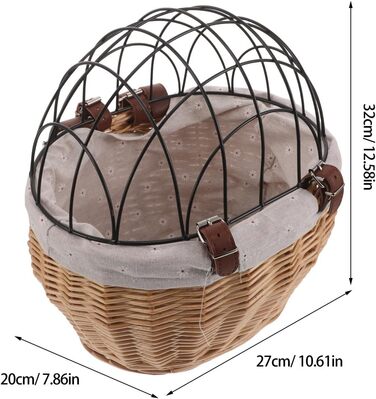 Mikinona Тримач для собак і котів на велосипед, ручної роботи з лози, з ременями, для переднього кріплення