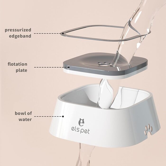 Миска для собак з нержавіючої сталі, 1л, з плаваючою платформою, для подорожей, внутрішнє та зовнішнє використання, сіра