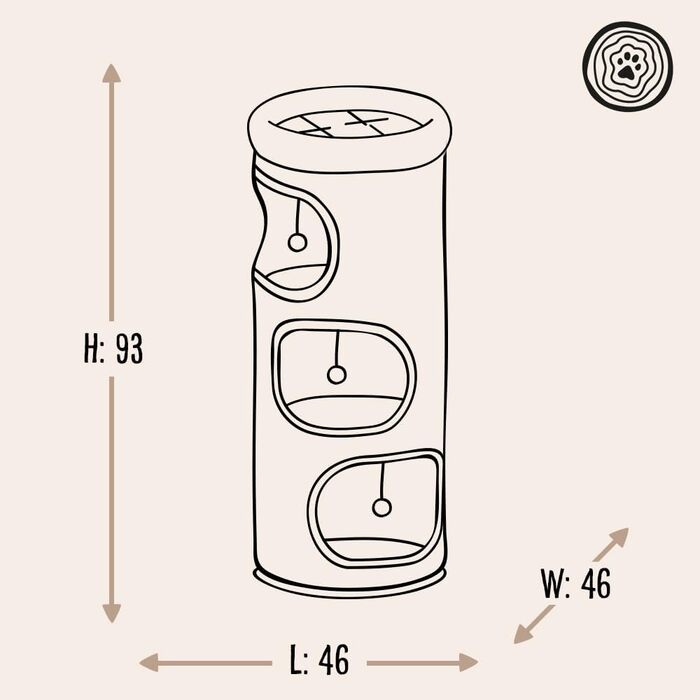 Кігтеточка Natural Paradise Primrose | Стабільна кігтеточка з міцного сизалю | Кремового кольору | H 93 x Ø 46 см (XL) X-Large