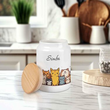 Банка для ласощів з гравіюванням з іменем для котів та собак - персоналізований подарунок для власників тварин