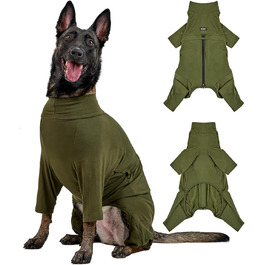 Комбінезон для собак OneTigris FUZZBUD, зелений, L: теплий, еластичний, для собак середніх та великих порід, захист від випадання шерсті, алергії, витікання, ран