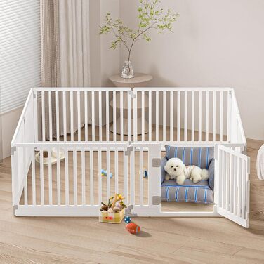 Клітка-вигул для цуценят Gupamiga, розкладна з дверцятами, для дому, на свята, біла (178x178 см), 8 шт.