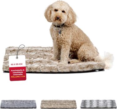 Ексклюзивне лежанка-ковдра для собак HS-Hundebett, м'яка, з наповнювачем, антиковзна, прана, 65x95 см, беж, вироблено в Німеччині