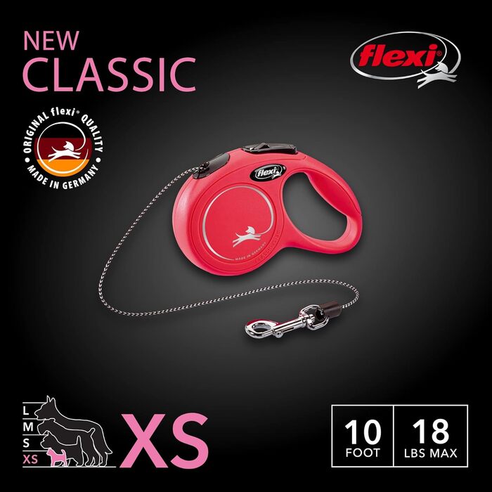 Flexi Classic Roll-Hundeleine (канатна), червона, для собак до 20 кг, 7.9 м, розмір M, 1 шт.