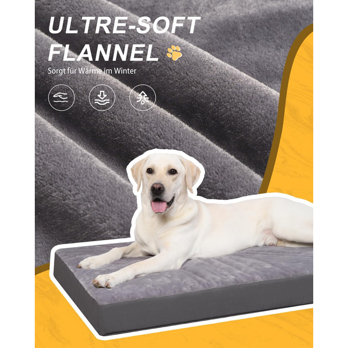 Ортопедичне ліжко для собак Favodormir, велике та середнє, 91x69x7 см (Сірий)