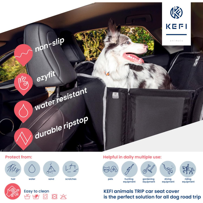 Накидка на сидіння автомобіля для собак - чорна, водовідштовхувальна, антиковзаюча, захист від бруду та подряпин, для собак середніх та маленьких порід, цуценят