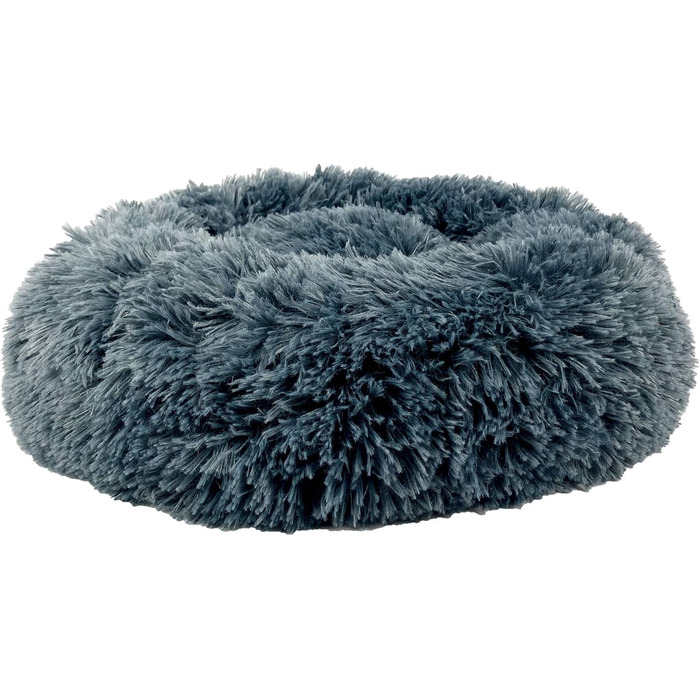 Кругле ліжко для собак та котів Donut, м'яке, пухнасте, темно-сіре, різні розміри та кольори
