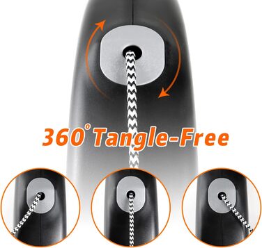 Рулетка для собак EC.TEAK, 9.1 м, для середніх та великих собак до 35 кг, міцна, не заплутується, чорна