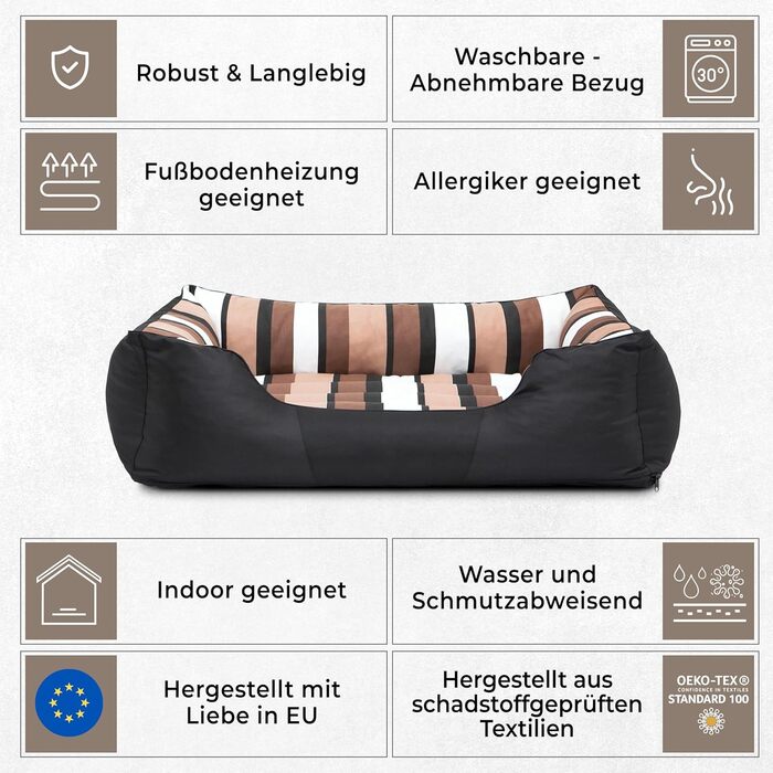 Крісло-ліжко для собак великих, середніх та маленьких порід - зручне ліжко для собак, сірого кольору, розмір L, 110 x 90 см, знімний та пральний чохол