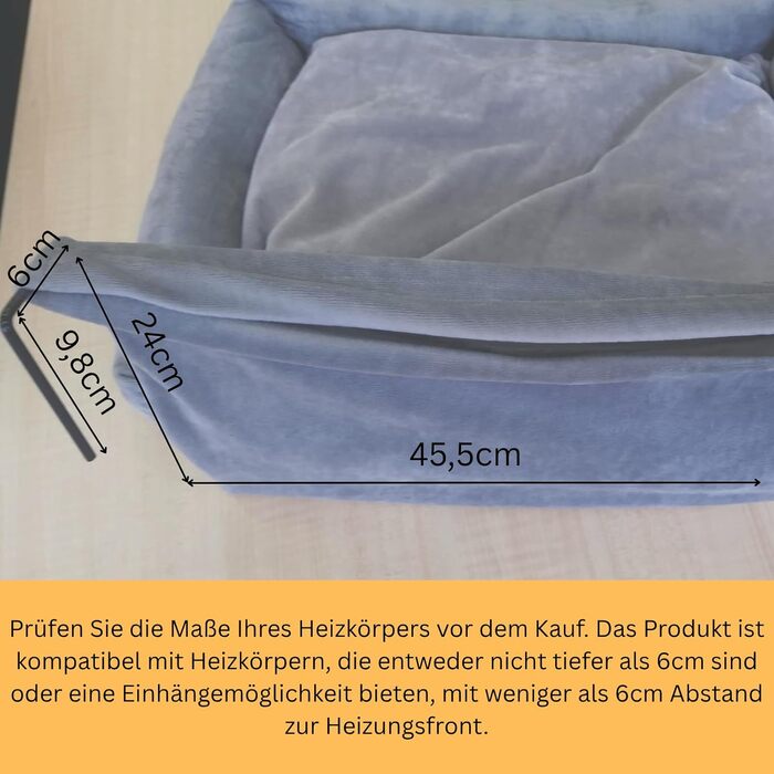 Килимок для котів на радіатор PataGrande, сірий, з м'яким подушками, машинного прання