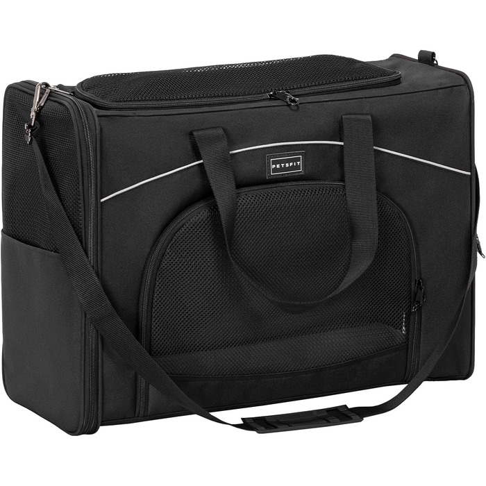 Транспортна сумка для собак та котів Petsfit 55x40x23, авіаперельоти, авто, поїзд | Чорний колір