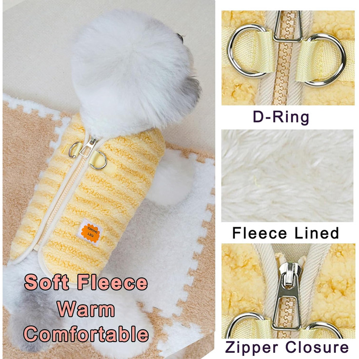 Теплий пуховик для собак Zunea, для чихуахуа та йоркширських тер'єрів, XS/S, зелений/жовтий, з D-поточкою, теплий флісовий костюм для маленьких собак