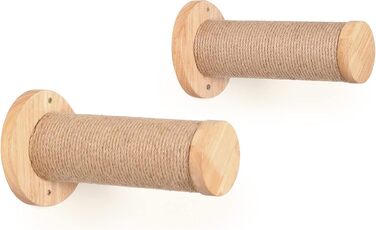 Сходинка для котів FUKUMARU - 2 шт., дерево Гуми, діаметр 9 см, довжина 30 см, сизалова колонка, кріплення на стіну, джутова драбина, для створення ігрової стіни, бежевий