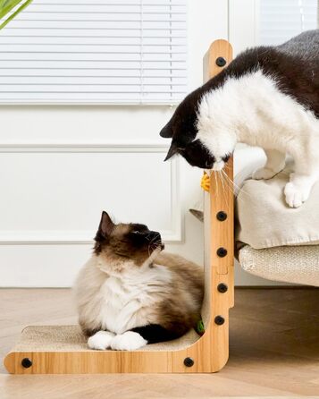 Когтеточка для котів Nekosan L-подібна, настінна, з 2 іграшковими м'ячами, для захисту дивану та стін