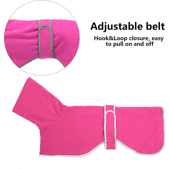 Зимовий одяг для собак Morezi: теплий флісовий одяг з відбиваючими смугами, регульований, для Віндхаундів, Лурчерів та бігових собак, розмір S (довжина спини 51-53 см), рожевий